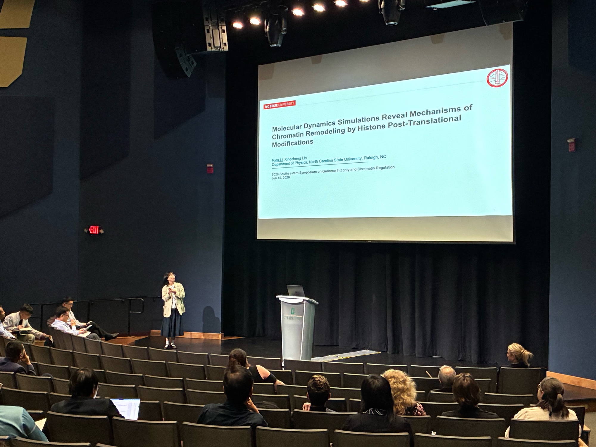 Rina Li presenting at the 2026 Southeast Symposium on Genome Integrity and Chromatin Regulation